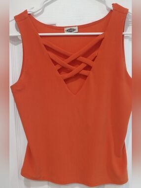 Vizio Orange Sleeveless Crisscross V-Neck Camisole